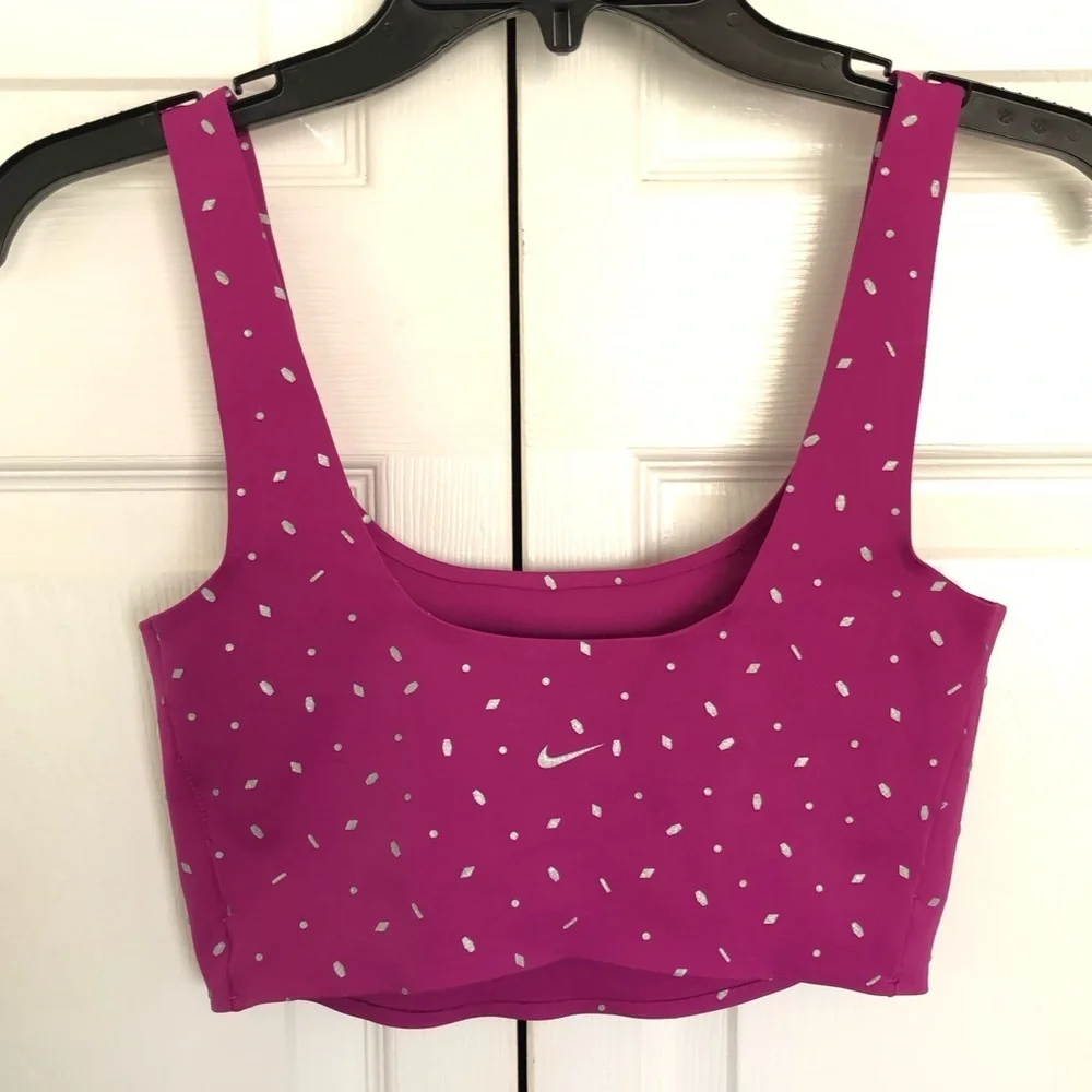 Magenta and Silver Nike BTQ Gems Unlined Crop Top Size S